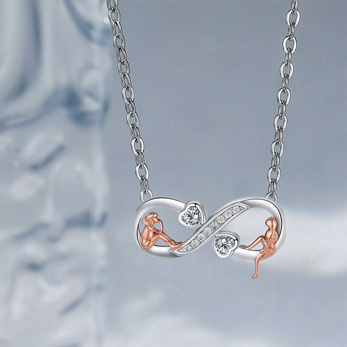 Copper With Silver/Rosegold Plated Infinity Pendant Necklace