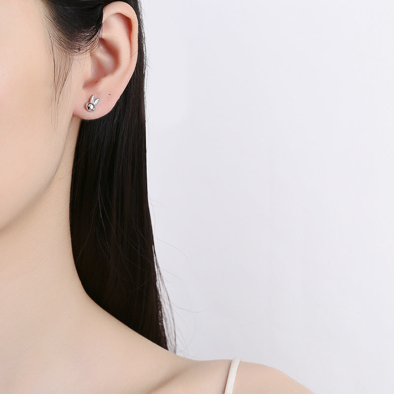 925 Sterling Silver Rabbit Carrot Screw Back Stud Earrings