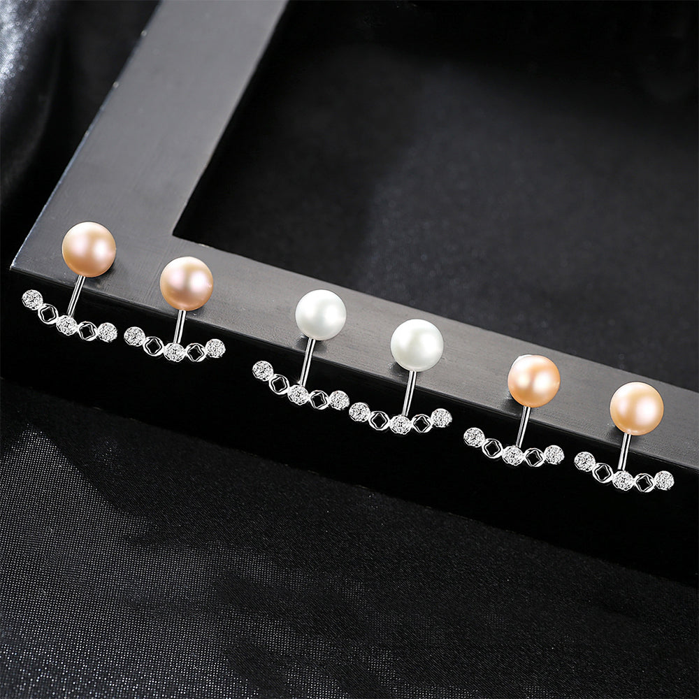 925 Sterling Silver Natural Pearl Long Drop Earrings Fashion Jewelry Gift for Women Girls