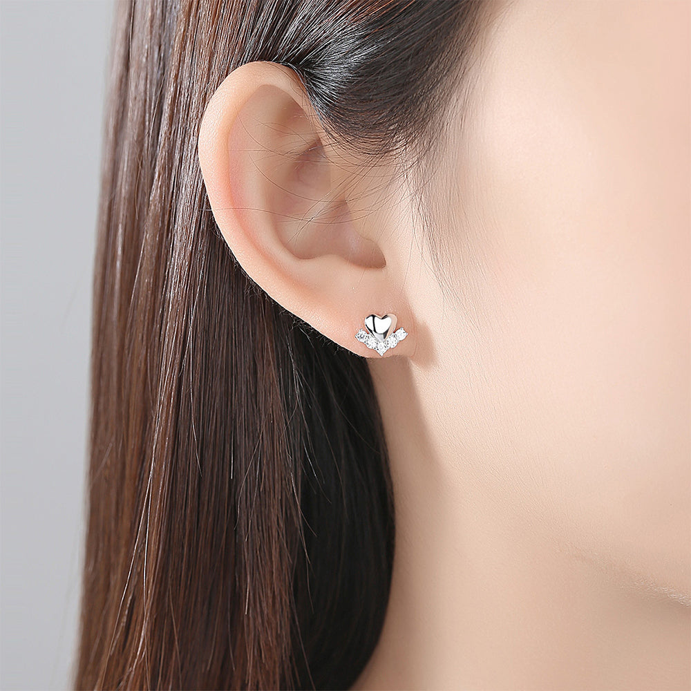 925 Sterling Silver Heart Earrings Fashion Jewelry Gift for Women Girls