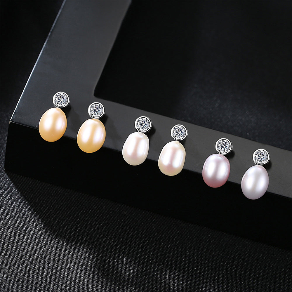 Pendientes colgantes de perla natural de plata de ley 925, joyería de moda, regalo para mujeres y niñas.