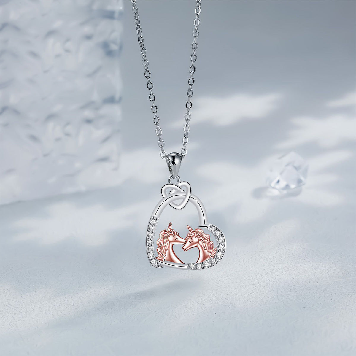 Copper With Silver/Rosegold Plated Heart Pendant Necklace