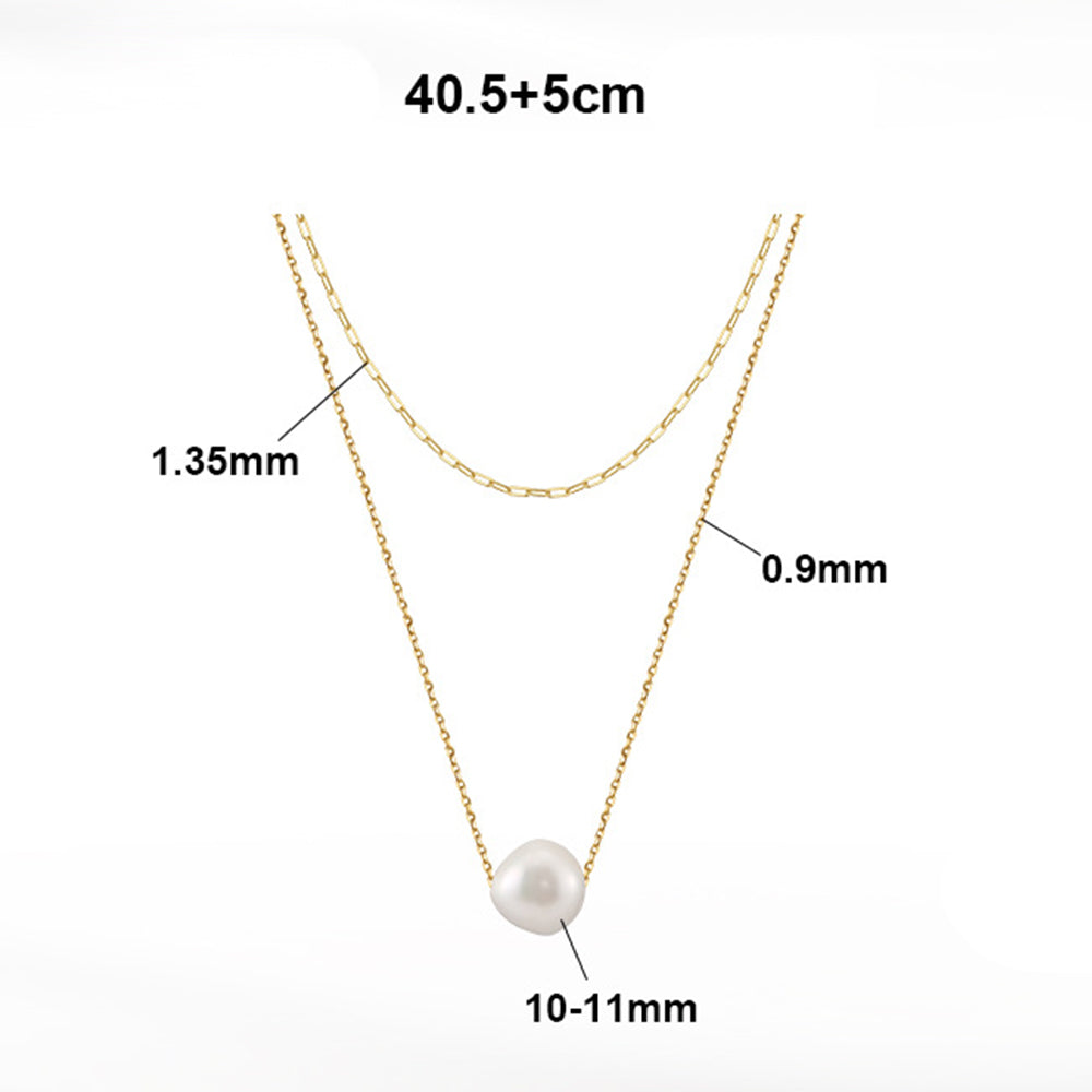 925 Sterling Silver Natural Pearl Necklace Fashion Jewelry Gift for Women Girls