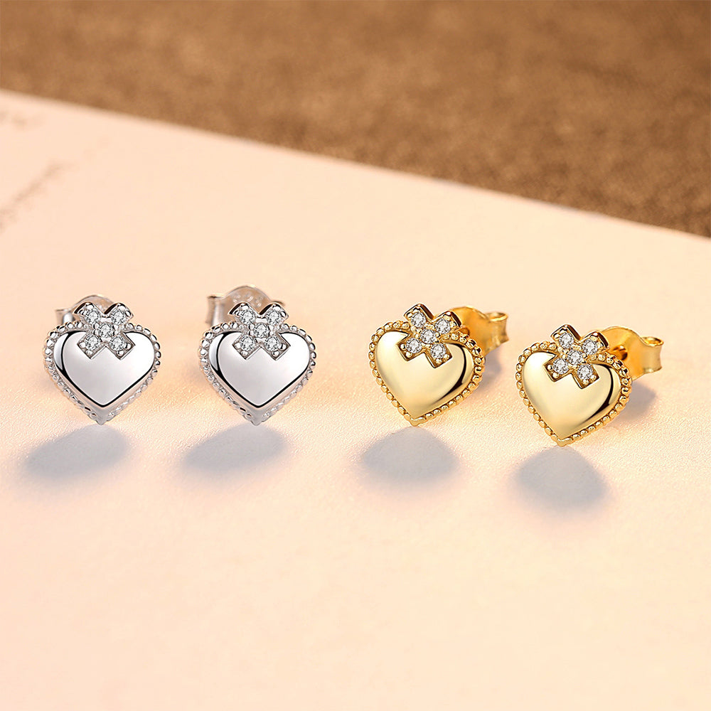 925 Sterling Silver Heart Earrings Fashion Jewelry Gift for Women Girls
