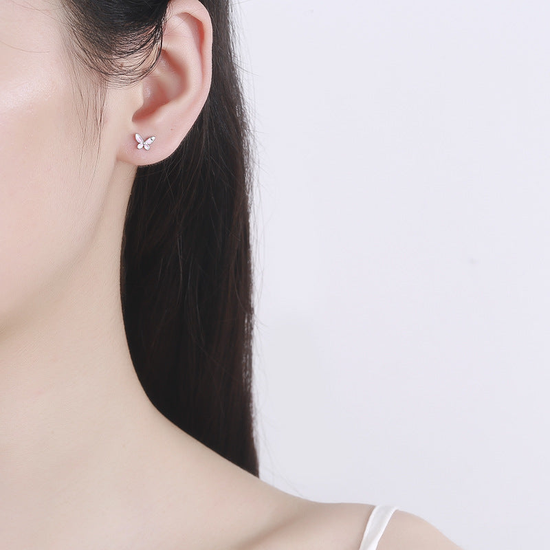 925 Sterling Silver Butterfly Screw Back Stud Earrings