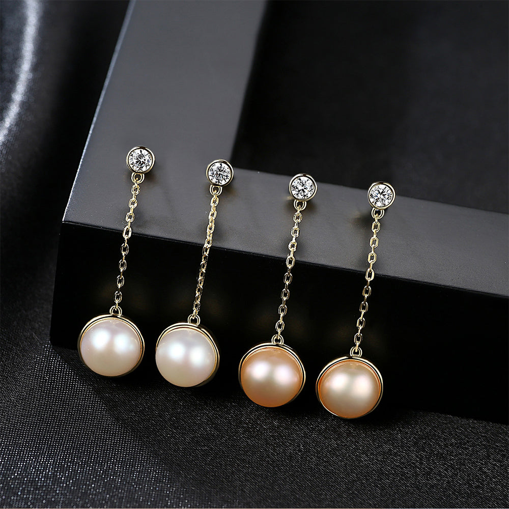 925 Sterling Silver Natural Pearl Drop Earrings Fashion Jewelry Gift for Women Girls