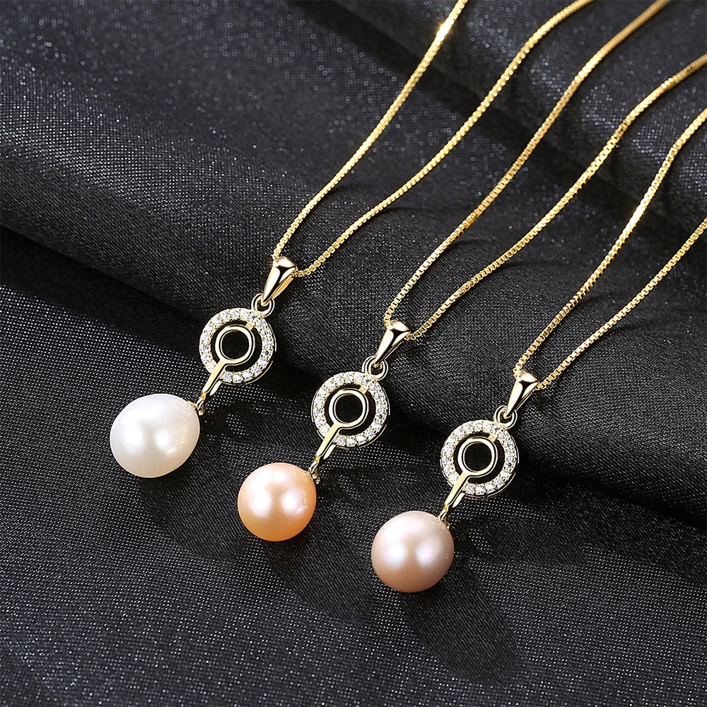 925 Sterling Silver Natural Pearl Drop Necklace Fashion Jewelry Gift for Women Girls