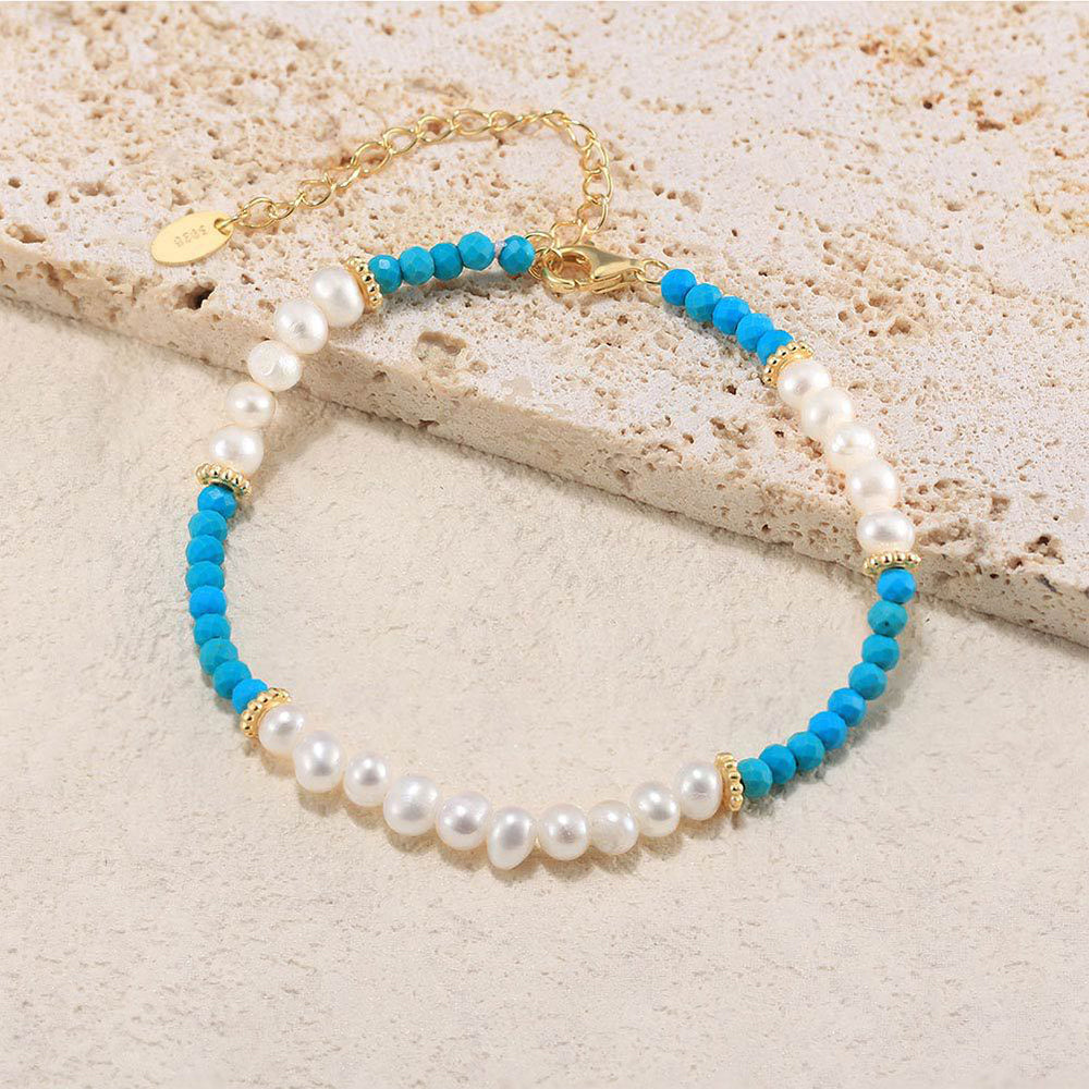 925 Sterling Silver Pearl Bracelet Fashion Jewelry Gift for Women Girls