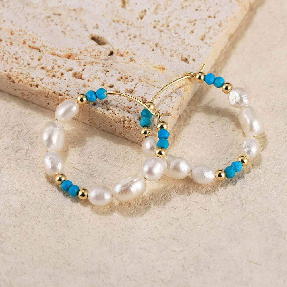 925 Sterling Silver Natural Pearl Earrings Fashion Jewelry Gift for Women Girl
