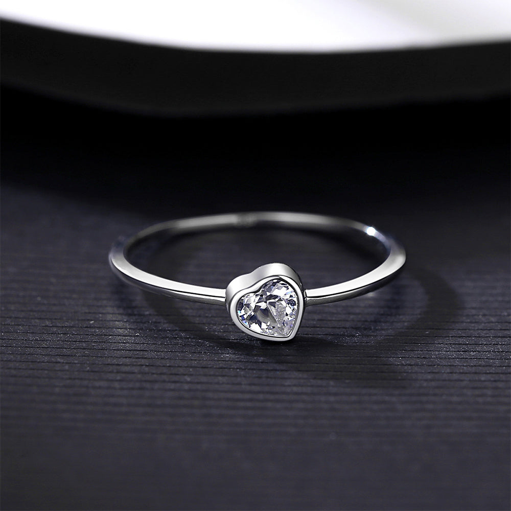 925 Sterling Silver Heart Ring Fashion Jewelry Gift for Women Girls