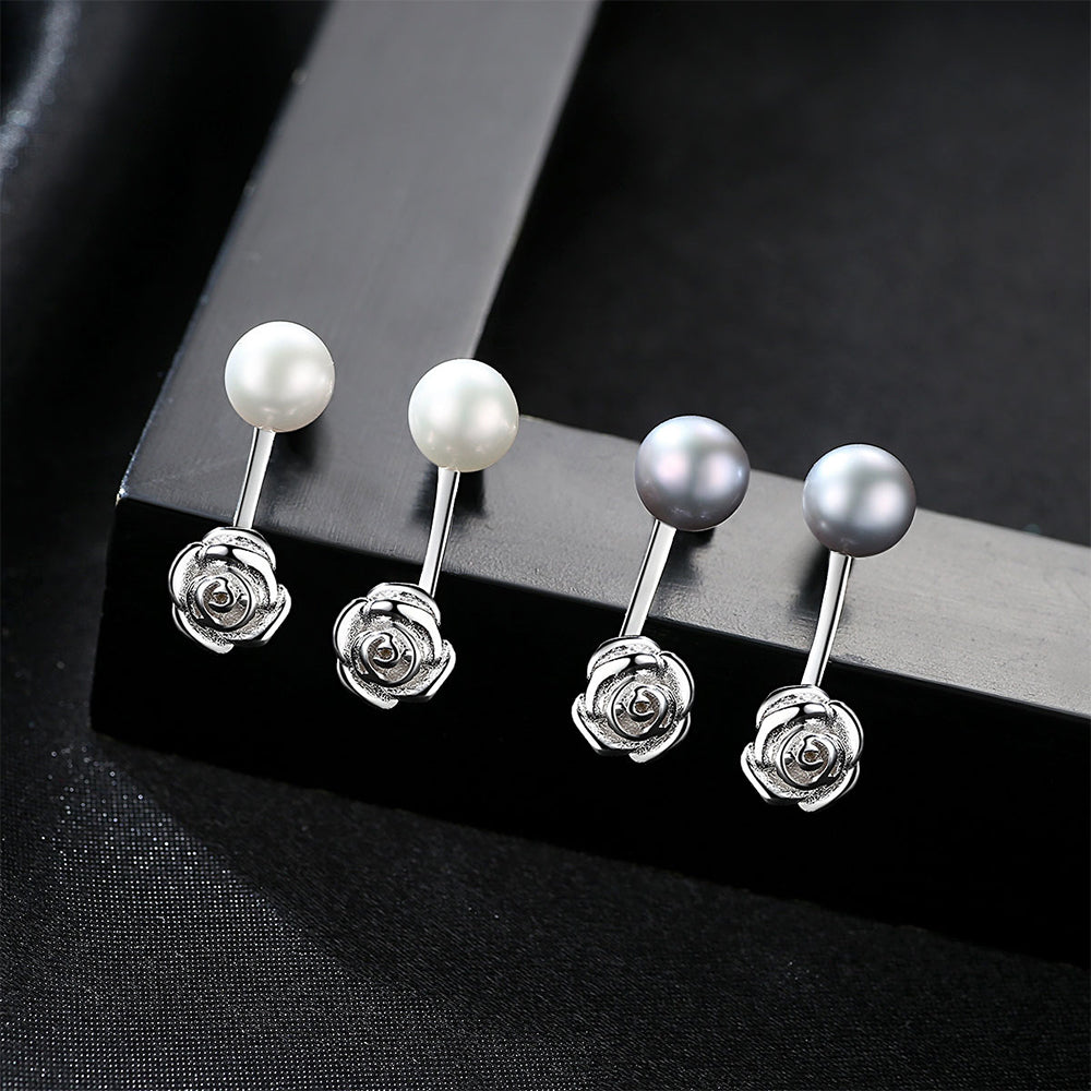 925 Sterling Silver Natural Pearl Long Drop Earrings Fashion Jewelry Gift for Women Girls