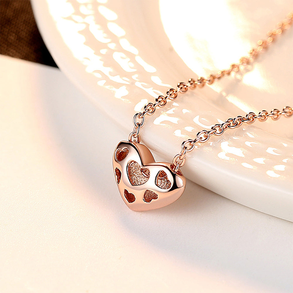 925 Sterling Silver Heart Necklace Fashion Jewelry Gift for Women Girls