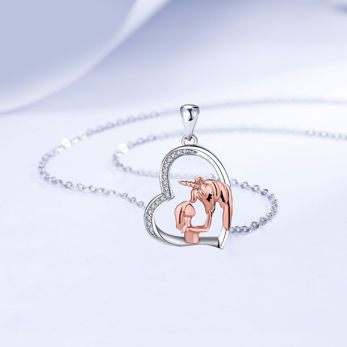 Copper With Silver/Rosegold Plated Heart Pendant Necklace for Women