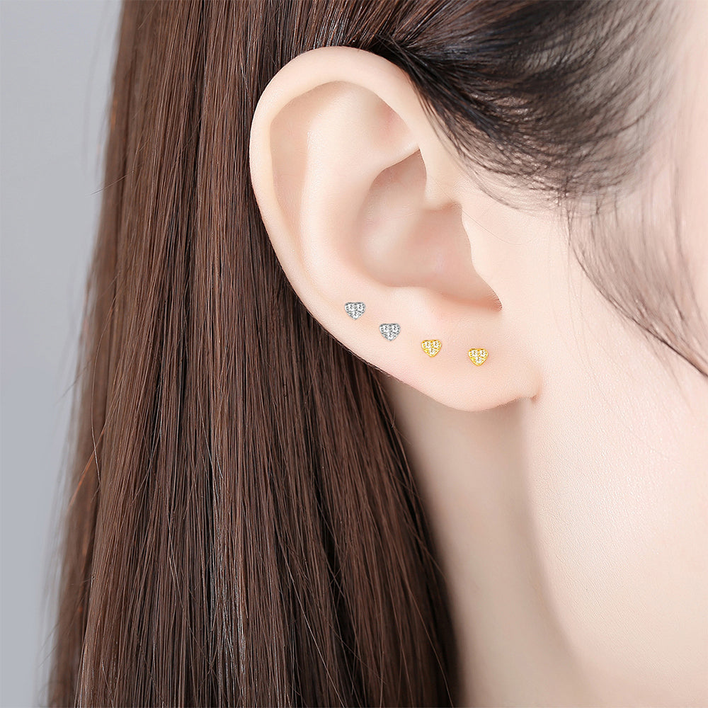 925 Sterling Silver Heart Earrings Fashion Jewelry Gift for Women Girls