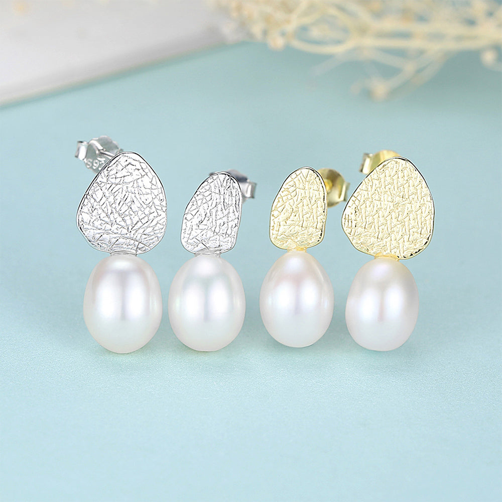 925 Sterling Silver Natural Pearl Drop Earrings Fashion Jewelry Gift for Women Girls