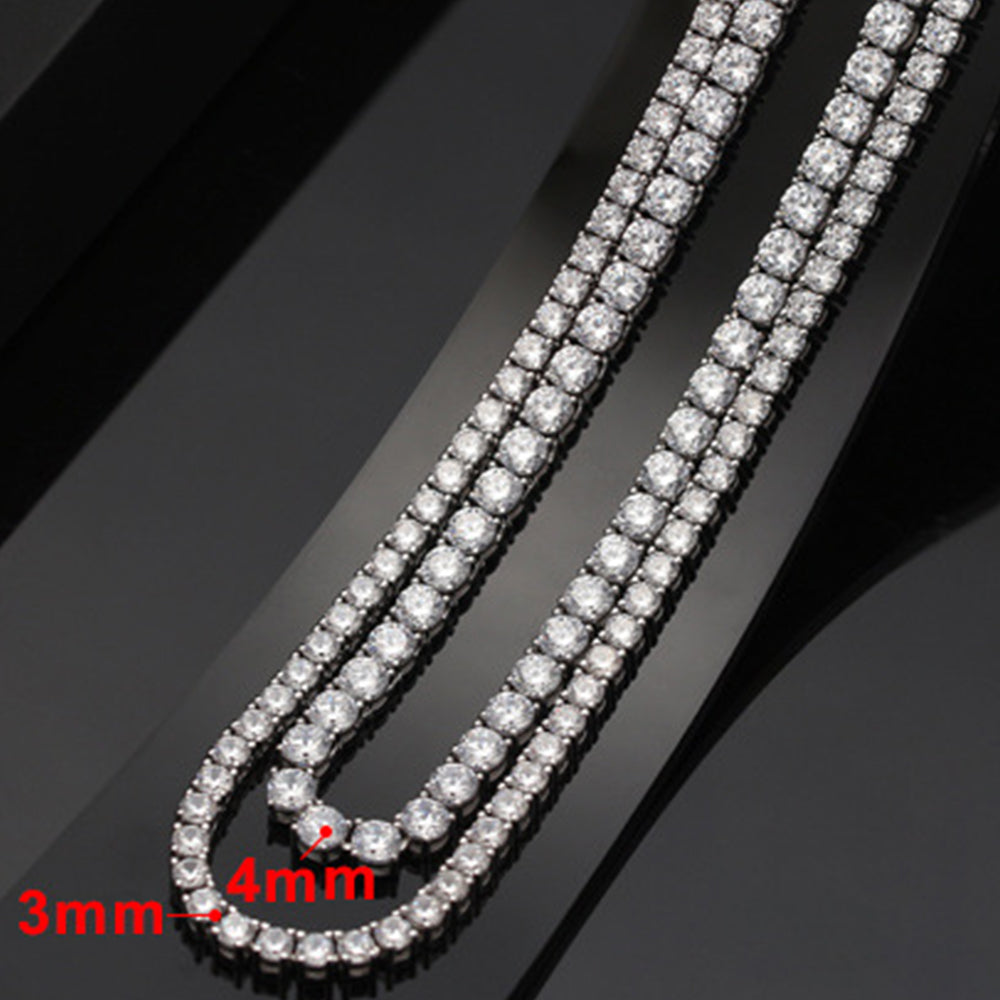 925 Sterling Silver 3mm 4mm Tennis Necklace