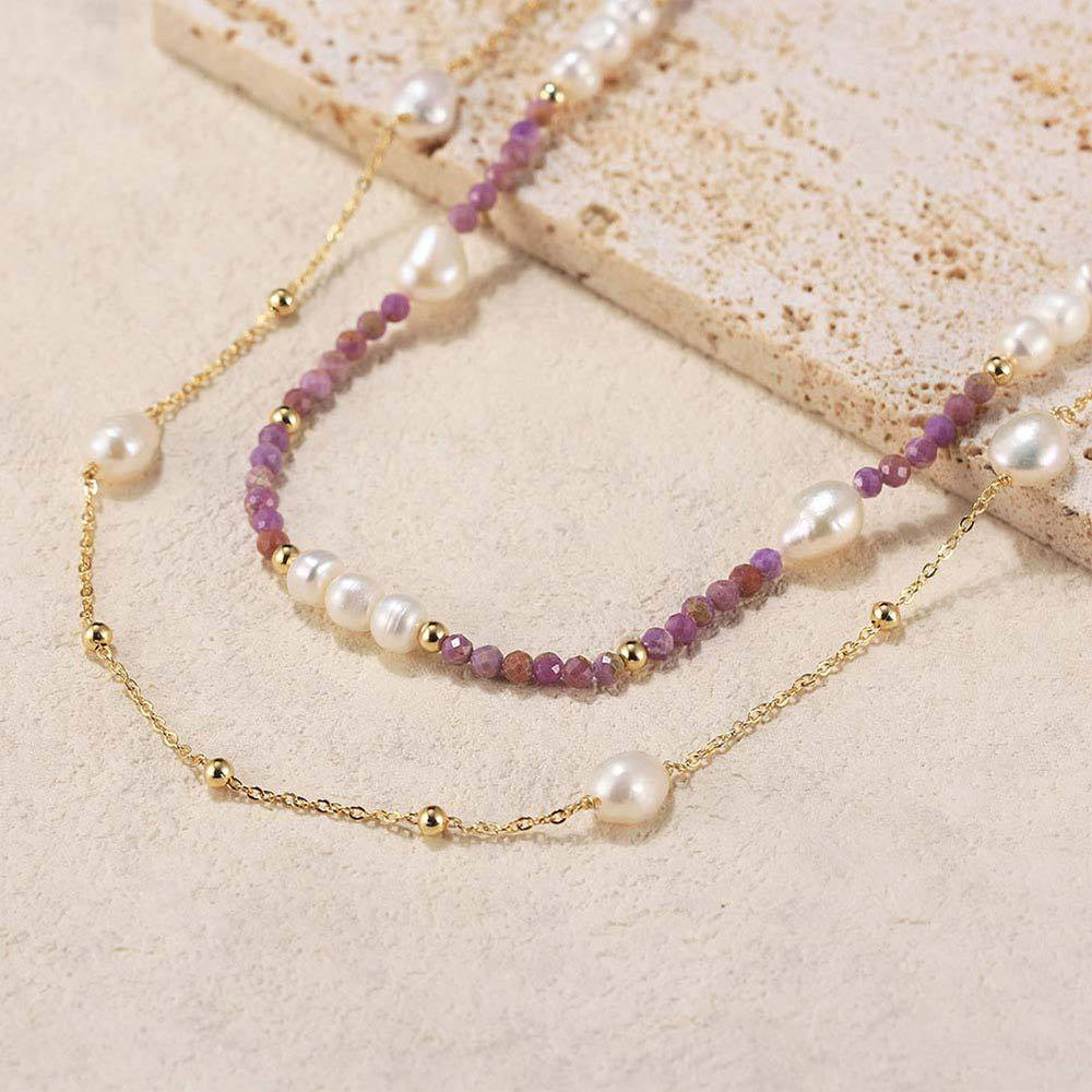 925 Sterling Silver Natural Pearl Necklace Fashion Jewelry Gift for Women Girls