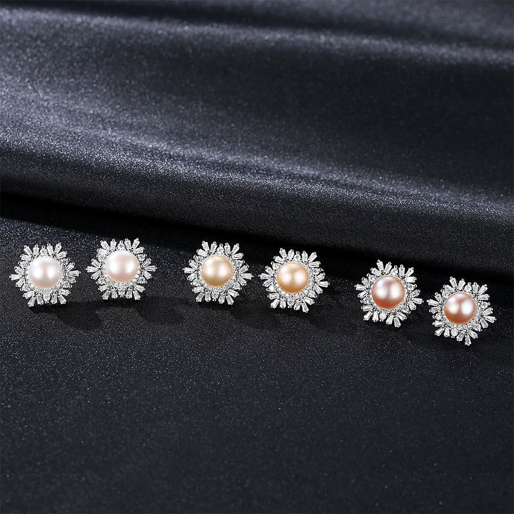 925 Sterling Silver Natural Pearl Drop Earrings Fashion Jewelry Gift for Women Girls