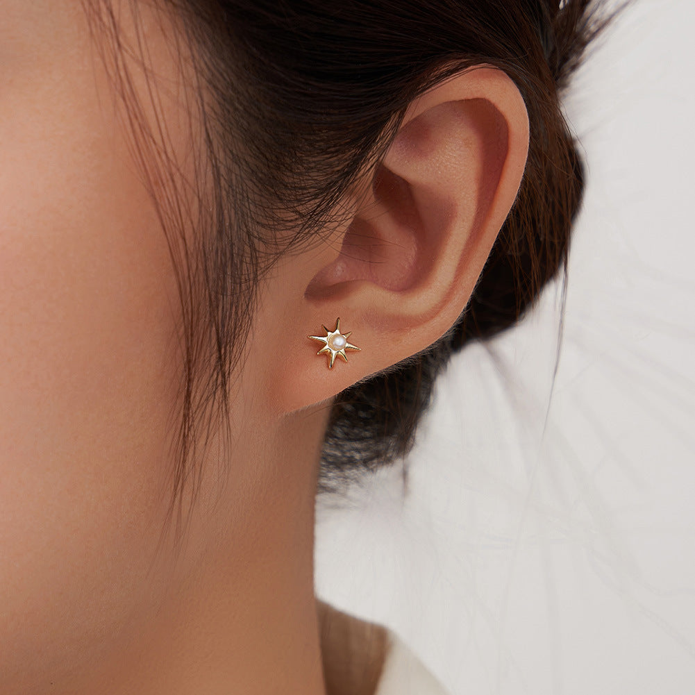 925 Sterling Silver Natural Pearl Earrings Fashion Jewelry Gift for Women Girl