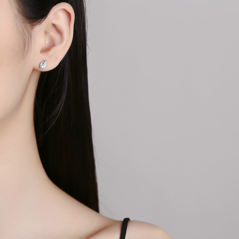 925 Sterling Silver Leaf Screw Back Stud Earrings