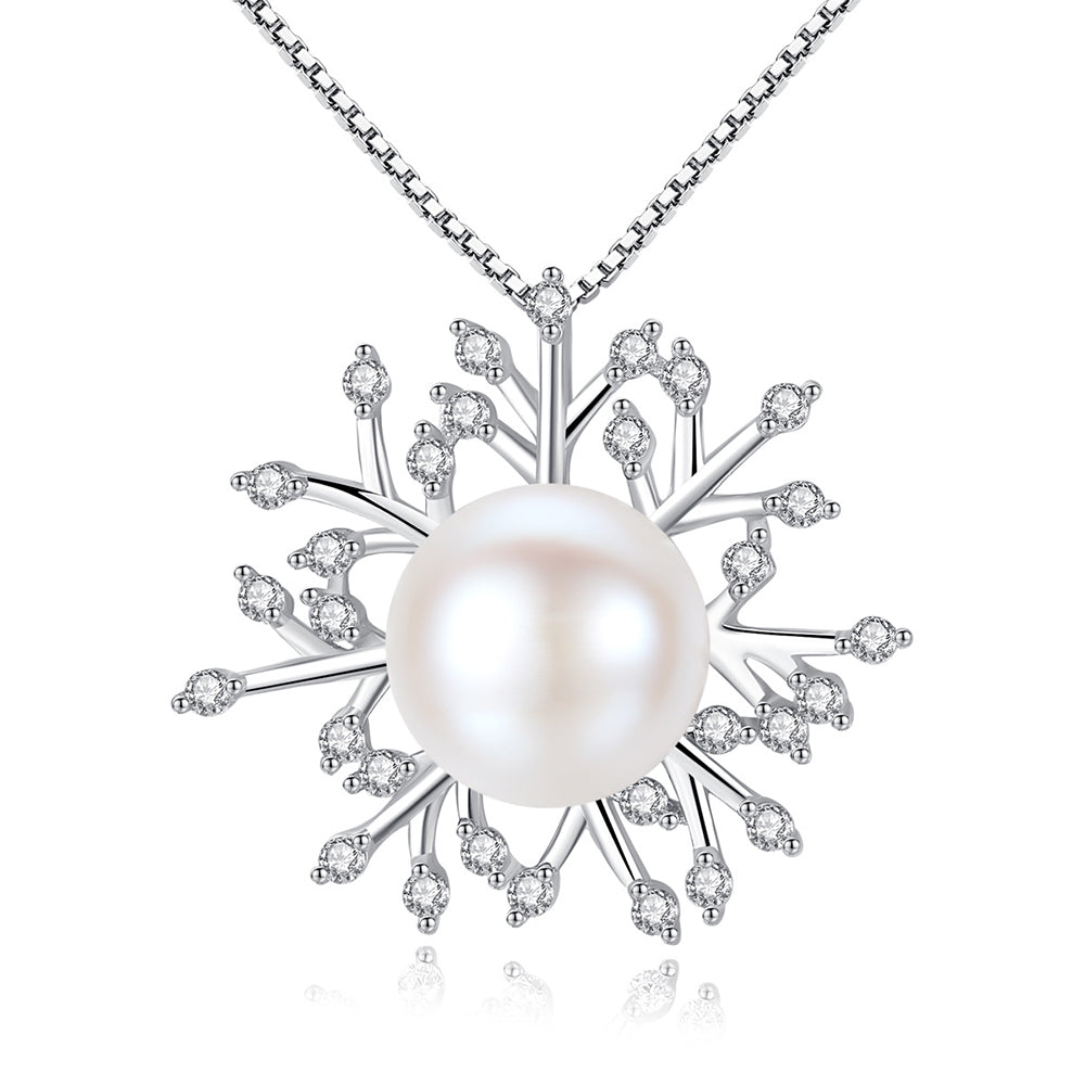 925 Sterling Silver Natural Pearl Drop Necklace Fashion Jewelry Gift for Women Girls