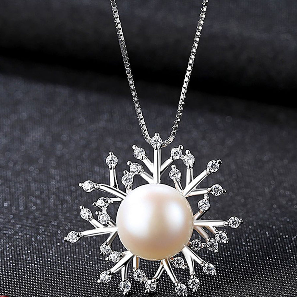 925 Sterling Silver Natural Pearl Drop Necklace Fashion Jewelry Gift for Women Girls