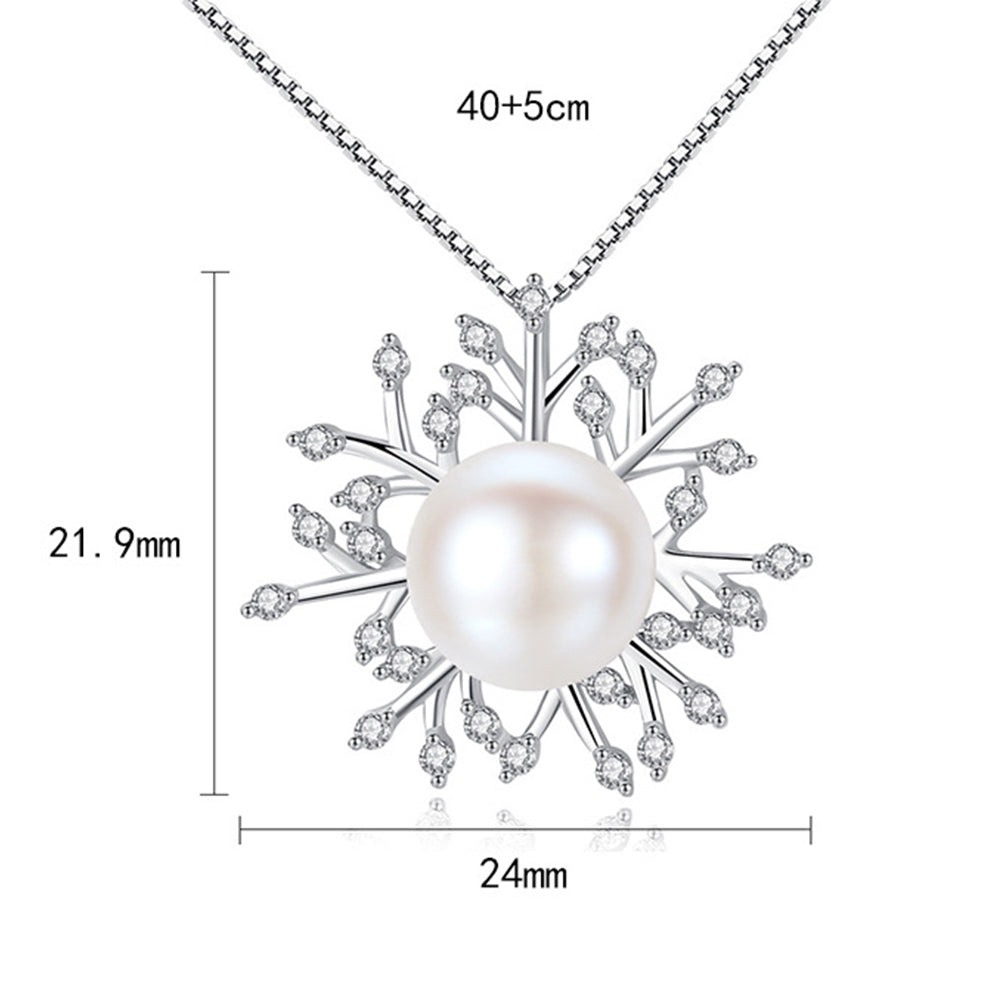 925 Sterling Silver Natural Pearl Drop Necklace Fashion Jewelry Gift for Women Girls