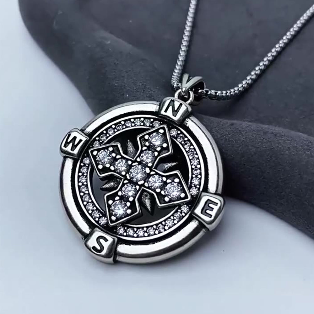 Punk Compass Pendant Necklace, Men Women's Fashion Jewelry, Perfect for Parties & Gifts, Elegant Accessory for Everyday Wear