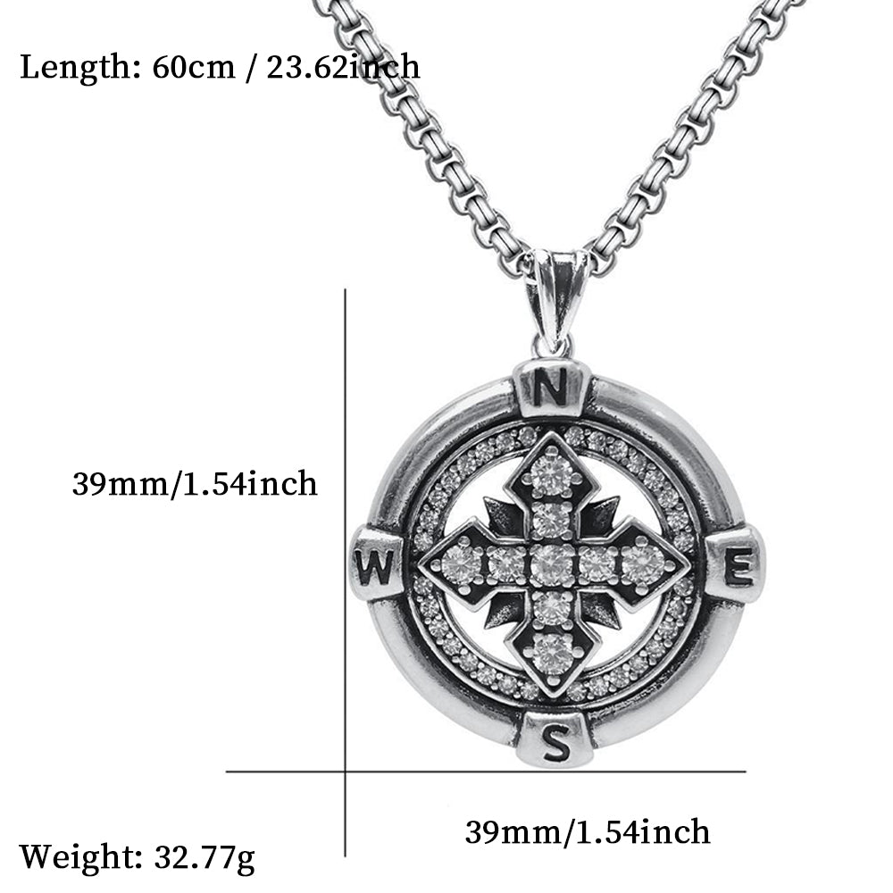 Punk Compass Pendant Necklace, Men Women's Fashion Jewelry, Perfect for Parties & Gifts, Elegant Accessory for Everyday Wear