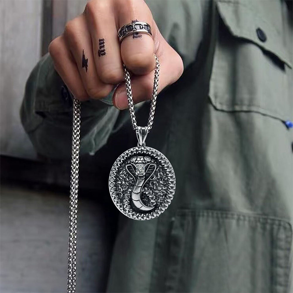 Dark Snake Pendant Necklace, Men Women's Fashion Jewelry, Perfect for Parties & Gifts, Elegant Accessory for Everyday Wear