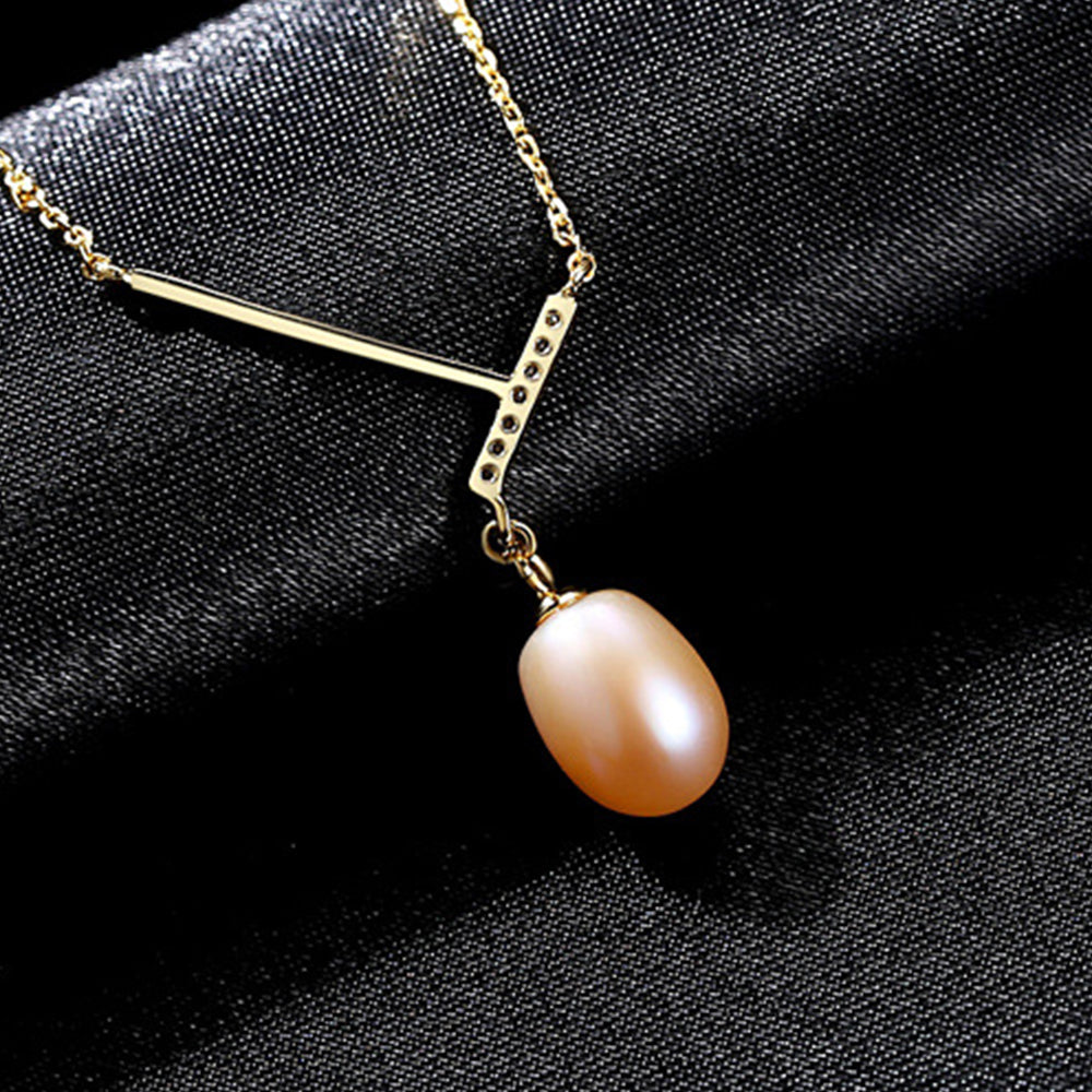 925 Sterling Silver Natural Pearl Drop Necklace Fashion Jewelry Gift for Women Girls