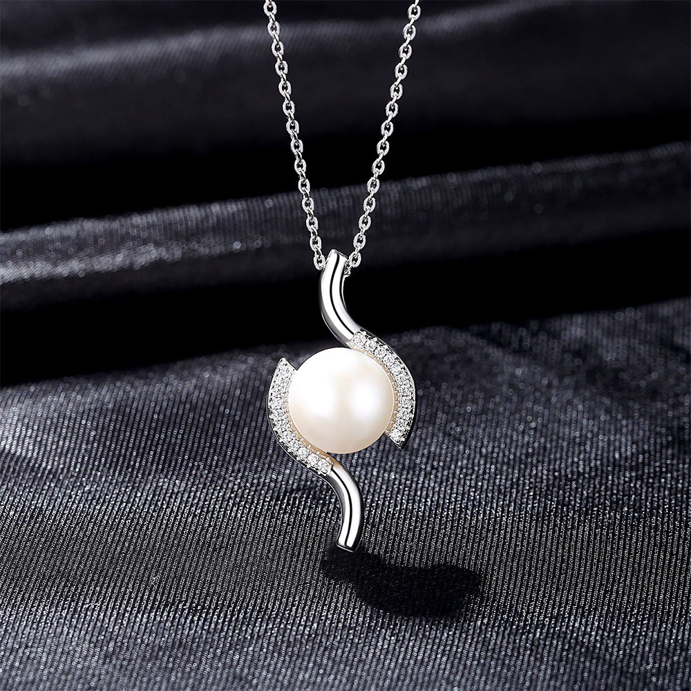 925 Sterling Silver Natural Pearl Drop Necklace Fashion Jewelry Gift for Women Girls