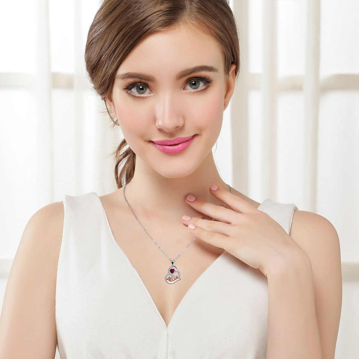 Copper With Silver/Rosegold Plated Mom Heart Pendant Necklace