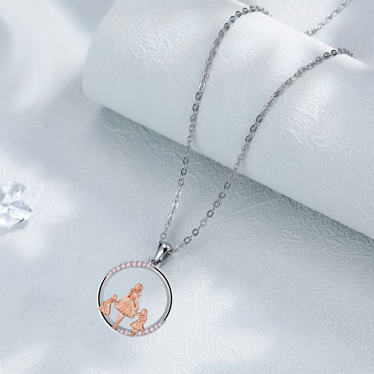 Copper With Silver/Rosgold Plated Round Pendant Necklace