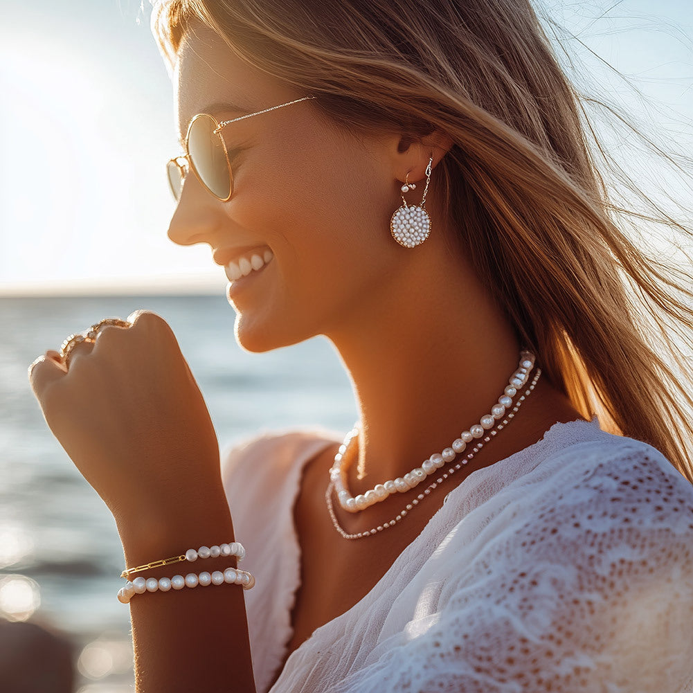 925 Sterling Silver Pearl Bracelet Fashion Jewelry Gift for Women Girls