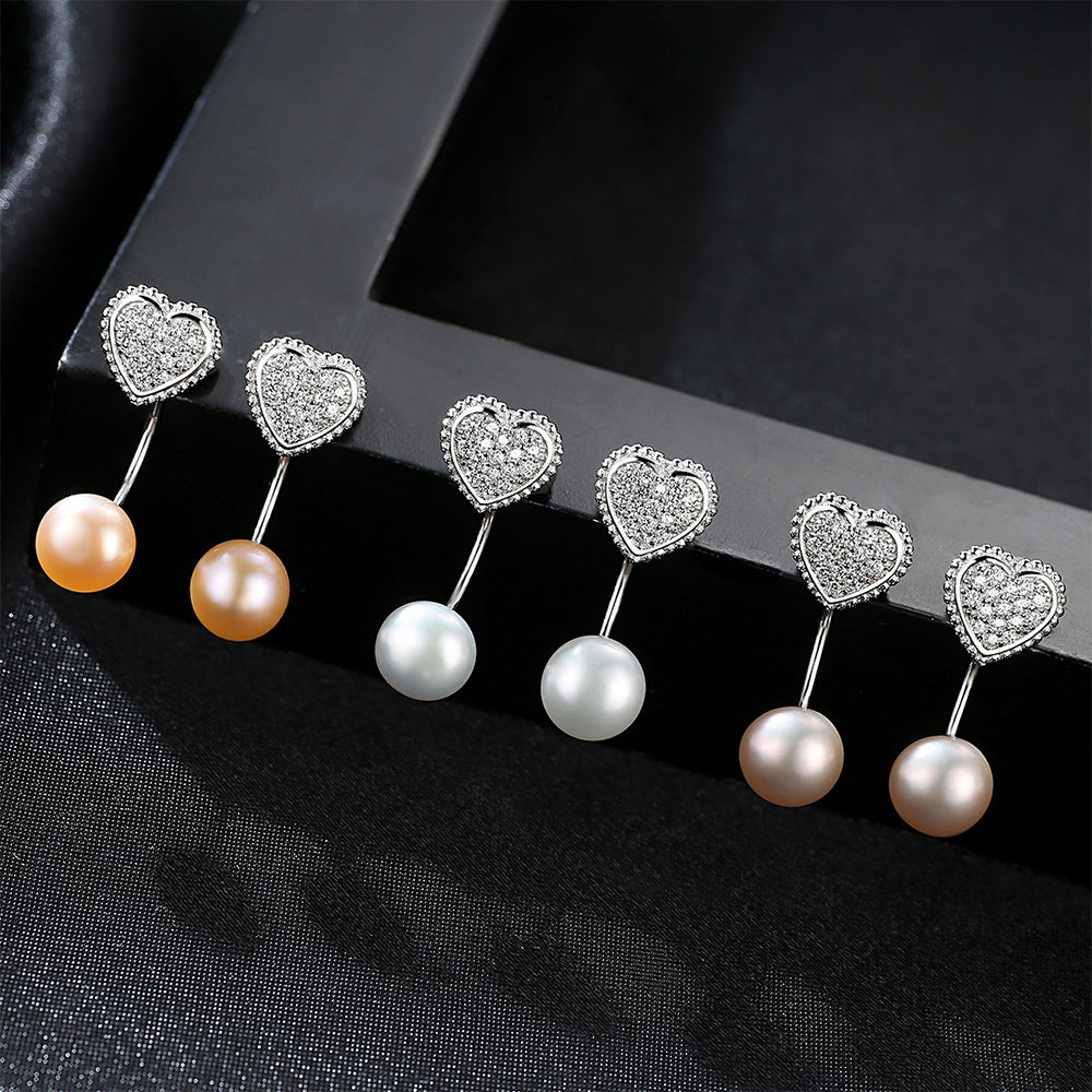 925 Sterling Silver Natural Pearl Long Drop Earrings Fashion Jewelry Gift for Women Girls