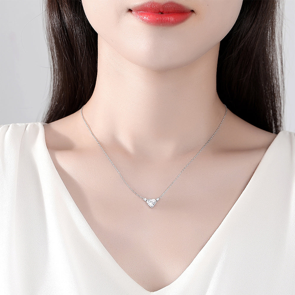 925 Sterling Silver Heart Necklace Fashion Jewelry Gift for Women Girls