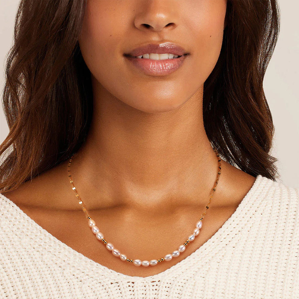 925 Sterling Silver Natural Pearl Necklace Fashion Jewelry Gift for Women Girls