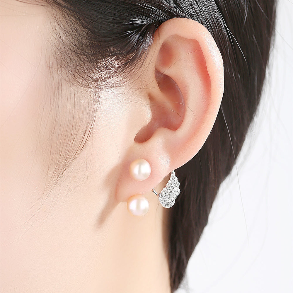 925 Sterling Silver Natural Pearl Drop Earrings Fashion Jewelry Gift for Women Girls