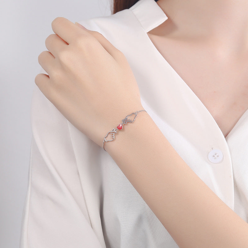 925 Sterling Silver Fashion Heart Bracelet