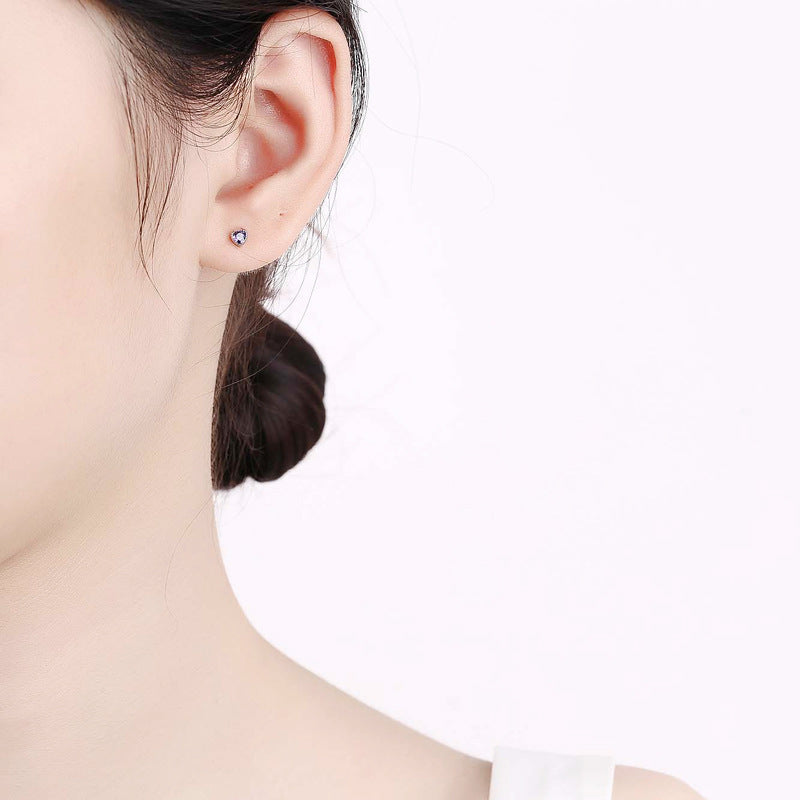 925 Sterling Silver Heart Screw Back Stud Earrings
