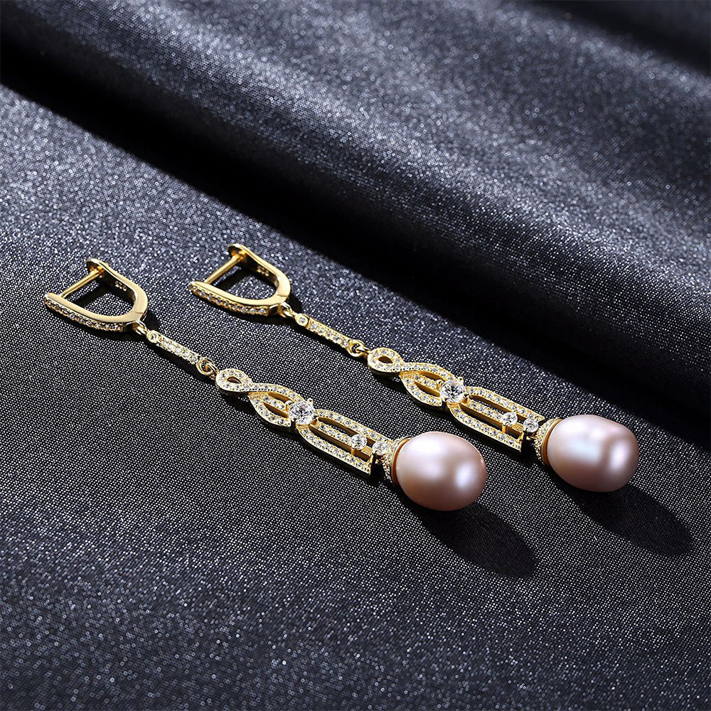 Pendientes colgantes de perla natural de plata de ley 925, joyería de moda, regalo para mujeres y niñas.
