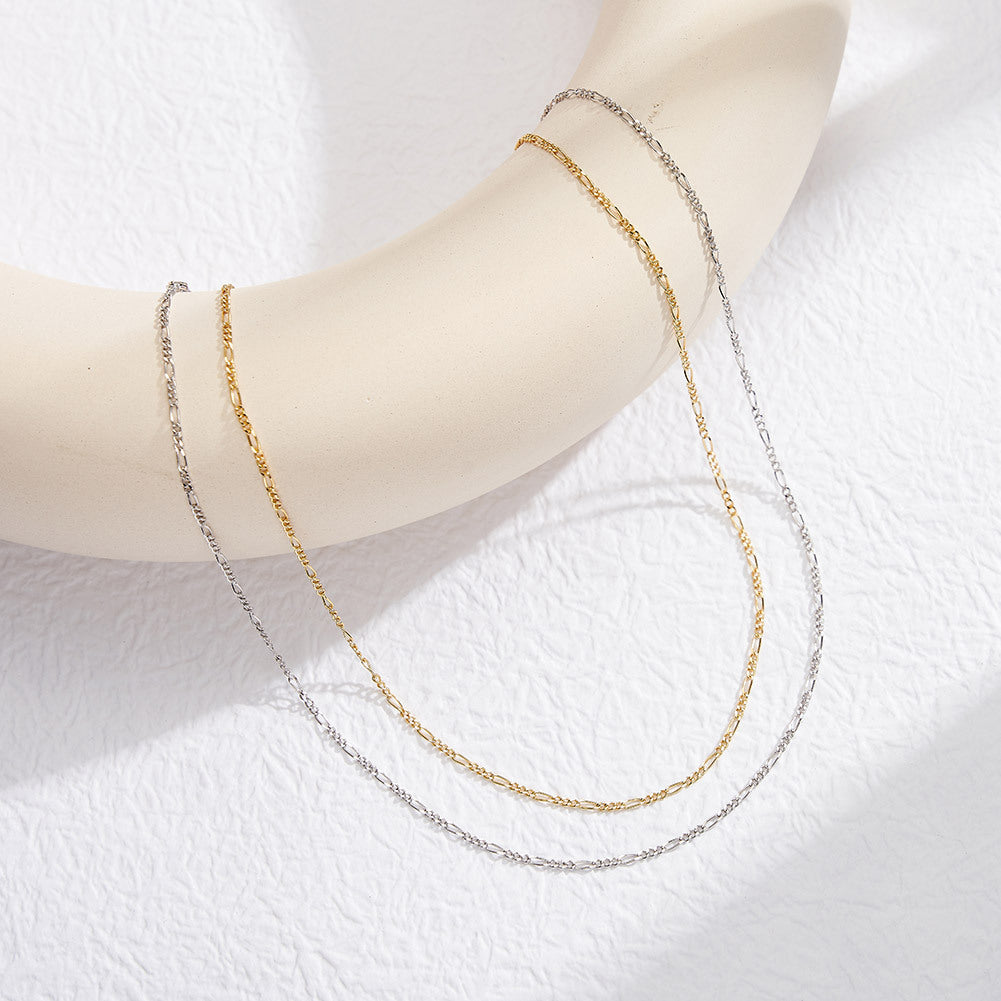 925 Sterling Silver Figaro Chain 1.7mm 3.3mm 4.0mm 5.0mm 6.5mm 7.1mm