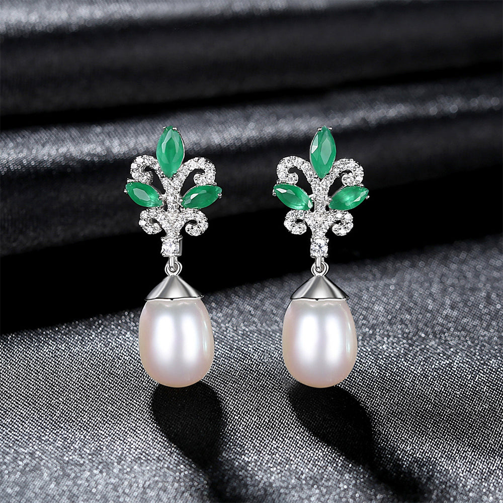 925 Sterling Silver Natural Pearl Drop Earrings Fashion Jewelry Gift for Women Girls