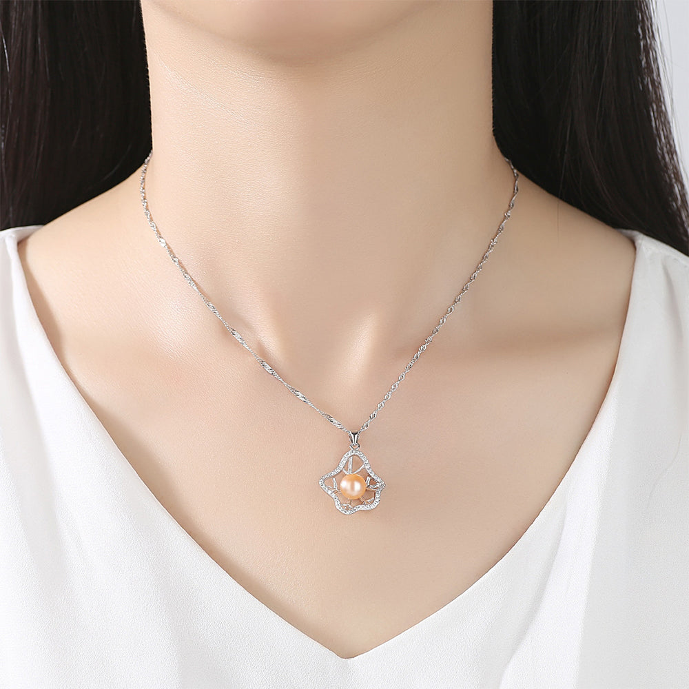 925 Sterling Silver Natural Pearl Drop Necklace Fashion Jewelry Gift for Women Girls