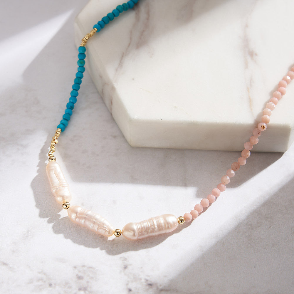 925 Sterling Silver Natural Pearl Necklace Fashion Jewelry Gift for Women Girls