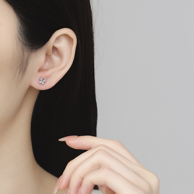 925 Sterling Silver Zircon Screw Back Stud Earrings