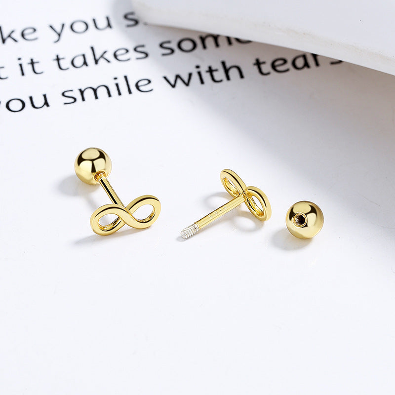 925 Sterling Silver Infinity Screwed Earrings