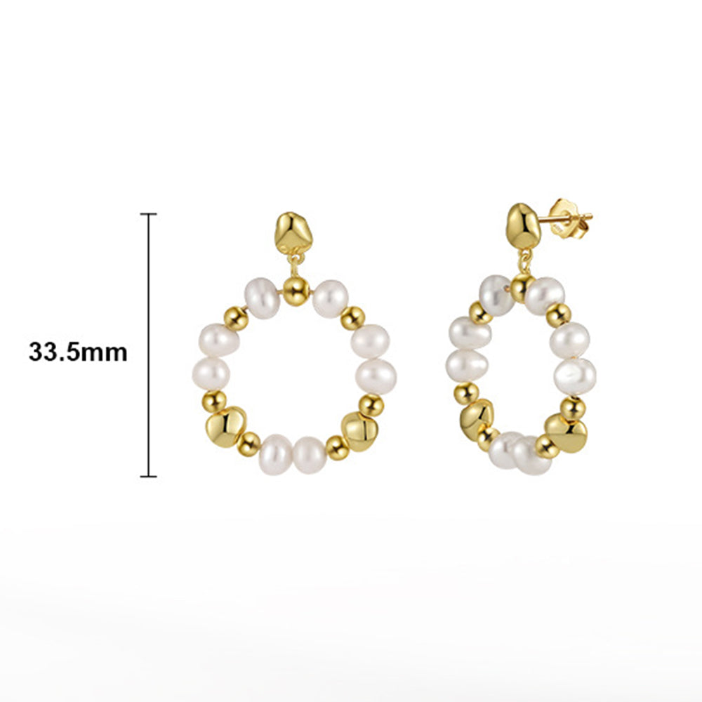 925 Sterling Silver Natural Pearl Earrings Fashion Jewelry Gift for Women Girl