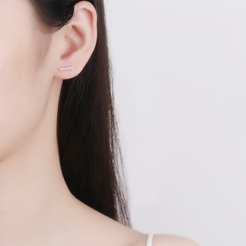 925 Sterling Silver Pearl Screw Back Stud Earrings